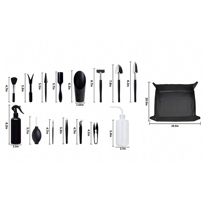 16 бр. Комплект инструменти за сукулентни растения Мини градински инструменти за ръчно трансплантиране Миниатюрен комплект за засаждане за грижа за миниатюрни растения на закрито