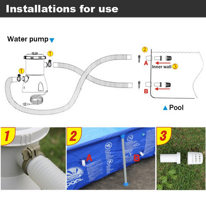 Baseino filtrų siurblių rinkinys Elektrinis baseinas Ilgaamžis daugkartinis baseinas Vandens valytuvas Filtro siurblio žarnos Elektrinis filtro siurblys