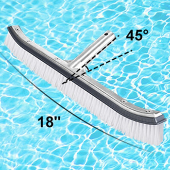 Глава за четка за плувен басейн, 18-инчова глава за четка от полиран алуминий, за почистване на стени и плочки (не включва стълбове)