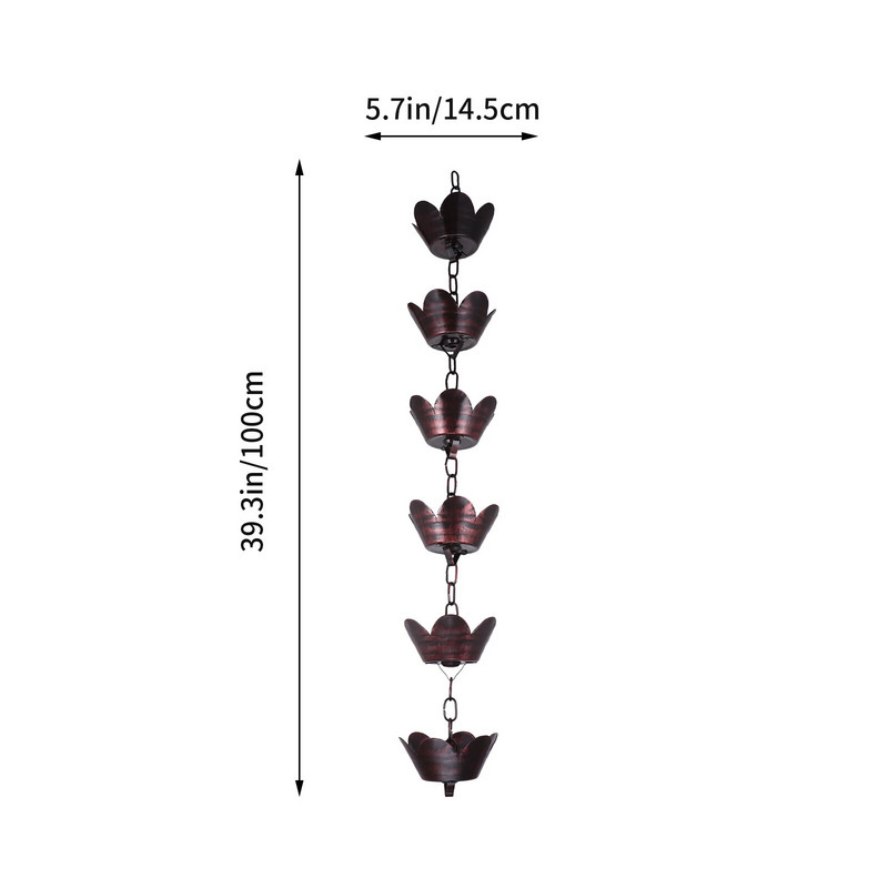 1 m metalinė lietaus grandinės žiedlapio formos varpeliai ir puodeliai lietaus gaudyklė latakui Stogo dekoravimo metalinė lietaus grandinės lietvamzdžio įrankis