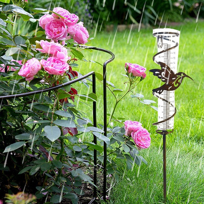 Βροχόμετρο 17,72`` Υπαίθρια βροχόμετρα Συλλέκτης βρόχινου νερού με γυάλινο σωλήνα για Διακόσμηση βεράντας κήπου σπιτιού