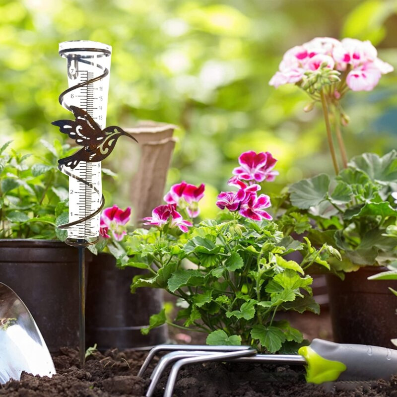 17,72 colio lietaus matuoklis lauko lietaus matuoklis lietaus vandens kolektorius su stikliniu vamzdeliu, skirtas namų sodo kiemo kiemo dekoravimui