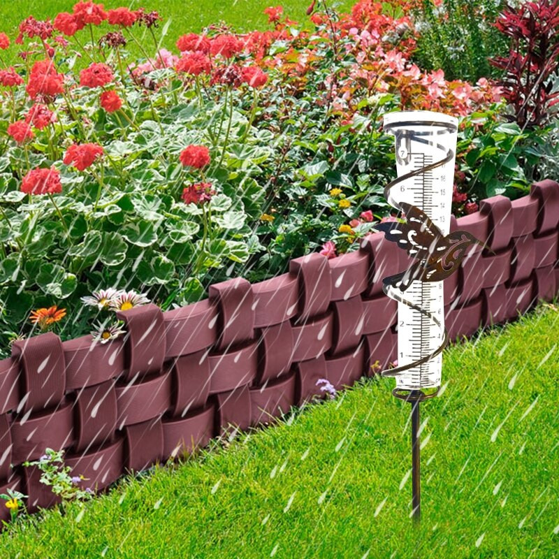 17,72 colio lietaus matuoklis lauko lietaus matuoklis lietaus vandens kolektorius su stikliniu vamzdeliu, skirtas namų sodo kiemo kiemo dekoravimui