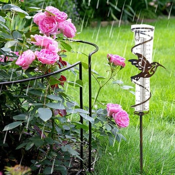 Βροχόμετρο εξωτερικού χώρου Κήπος Μεταλλικό διακοσμητικό πάσσαλο με αδιάβροχο γυαλί Μεγάλο σωλήνα βροχής για Yard Garden Patio Lawn