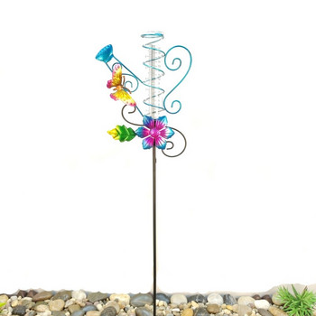 Дъждомер Външен градински метален декоративен кол с водоустойчива стъклена голяма тръба Дъждомер за дворна градина Вътрешна морава