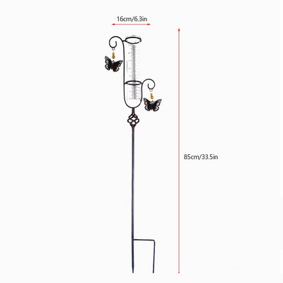 Sodo lietaus matuoklis nuo deformacijos stabilus kabantis drugelis sodo kuolas, 33,4 colio nerūdijantis sodo dekoravimo reikmenys 55KF