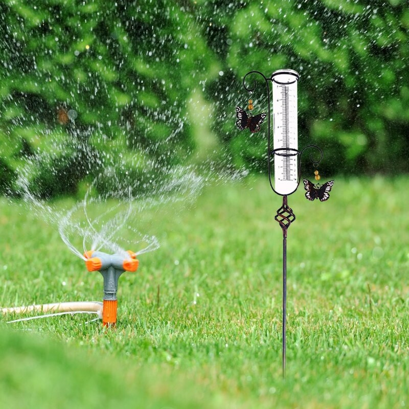 Sodo lietaus matuoklis nuo deformacijos stabilus kabantis drugelis sodo kuolas, 33,4 colio nerūdijantis sodo dekoravimo reikmenys 55KF