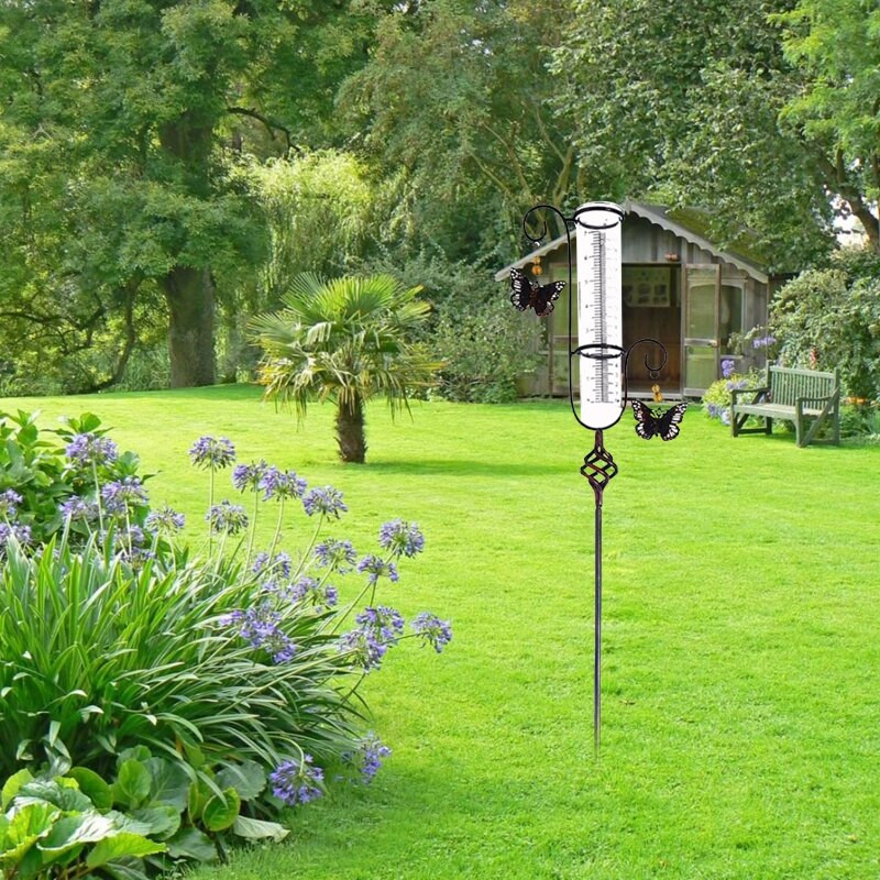 Sodo lietaus matuoklis nuo deformacijos stabilus kabantis drugelis sodo kuolas, 33,4 colio nerūdijantis sodo dekoravimo reikmenys 55KF