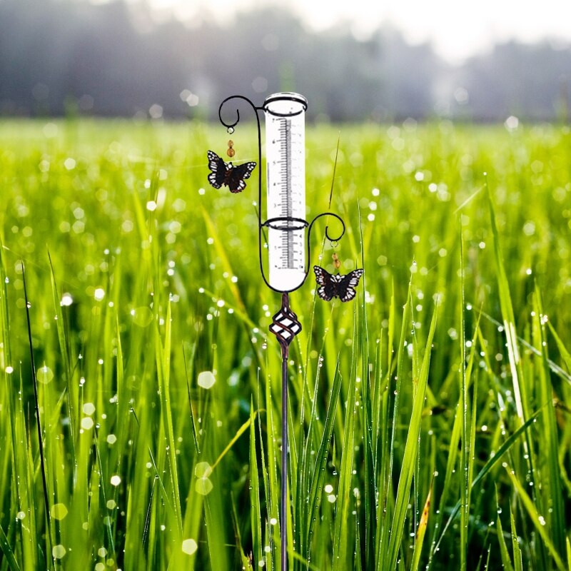 Sodo lietaus matuoklis nuo deformacijos stabilus kabantis drugelis sodo kuolas, 33,4 colio nerūdijantis sodo dekoravimo reikmenys 55KF