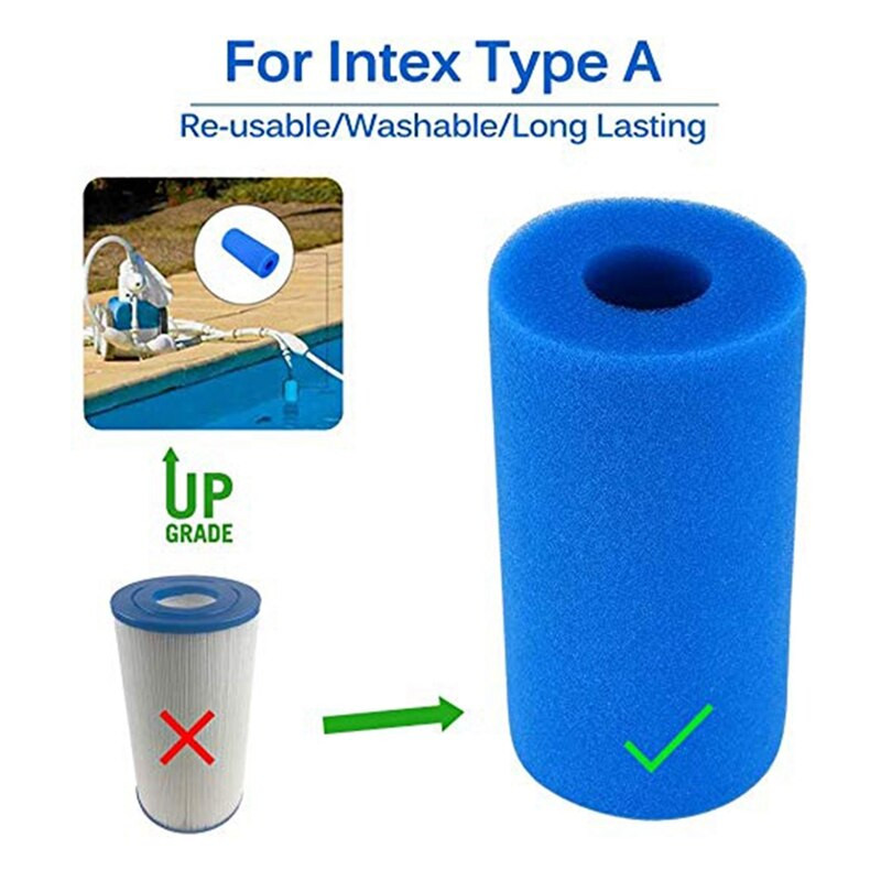 8 vnt. putplasčio filtro kempinė, skirta Intex A tipo daugkartinio naudojimo plaunamiems baseino akvariumo filtrų priedams