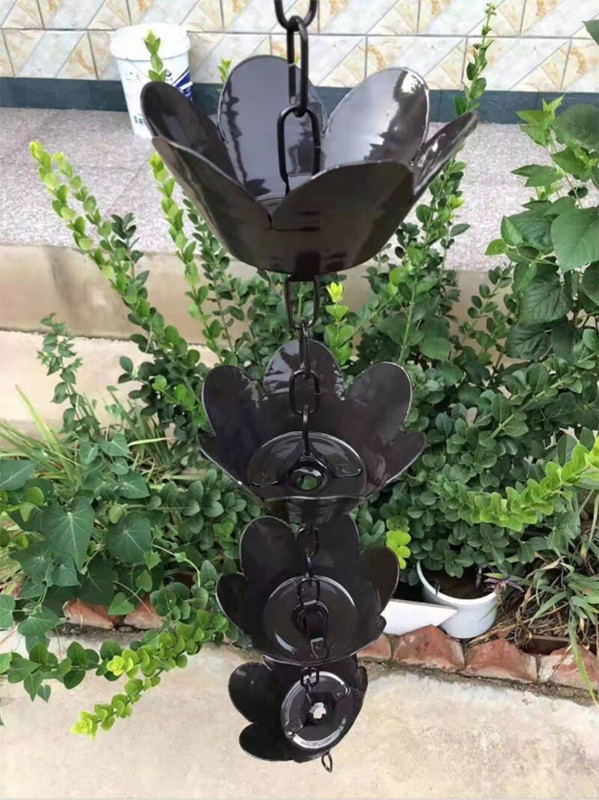 1 m aliuminio lydinio japoniško stiliaus šventyklos dekoravimo vadovas Lietaus varpelio kanalizacijos grandinė Žiedlapio puodelio žiedo karnizo vandens lašanti lietaus grandinė