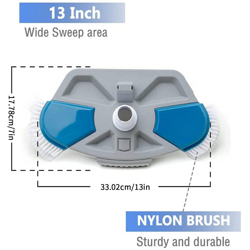 Baseino plytelių šepetys Baseino sienų šepetys su greitomis žarnų jungtimis Baseino valymo šepetys sienoms valyti plyteles grindims baseino šepetys