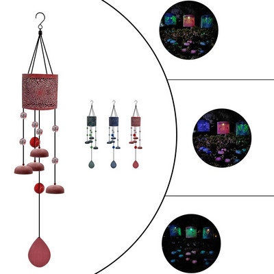 Vėjo varpeliai su LED lemputėmis Dzwonki Wietrzne Lampy Solarne Do Ogrodu Solar Campana De Viento Para Jardin Colgante lauko varpai