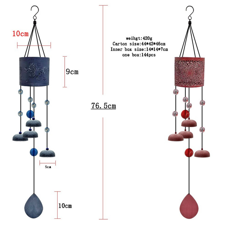 Vėjo varpeliai su LED lemputėmis Dzwonki Wietrzne Lampy Solarne Do Ogrodu Solar Campana De Viento Para Jardin Colgante lauko varpai