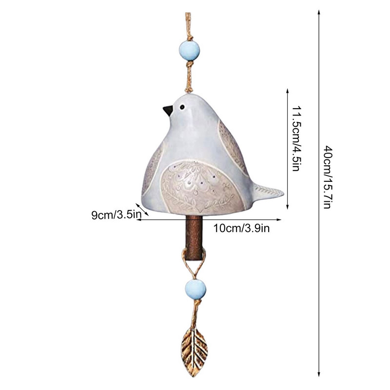 Varpeliai lauke, 15,7 colių ilgio Creative Resin Wind Chime Trakaus garso vėjo varpeliai Unikalus lauko paukščių dekoras kiemui