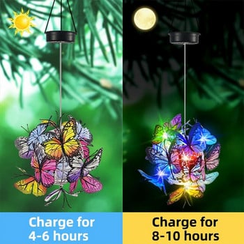 Solar Butterfly Light Αδιάβροχο Led κρεμαστός πολυέλαιος εξωτερικού χώρου Κήπος Πολύχρωμος φωτισμός ορτανσίας για Passage Landscape Garden