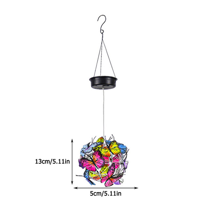 Соларна пеперудена светлина Водоустойчив Led висящ полилей Външна градина Цветна хортензия Осветление за градински пейзажен проход