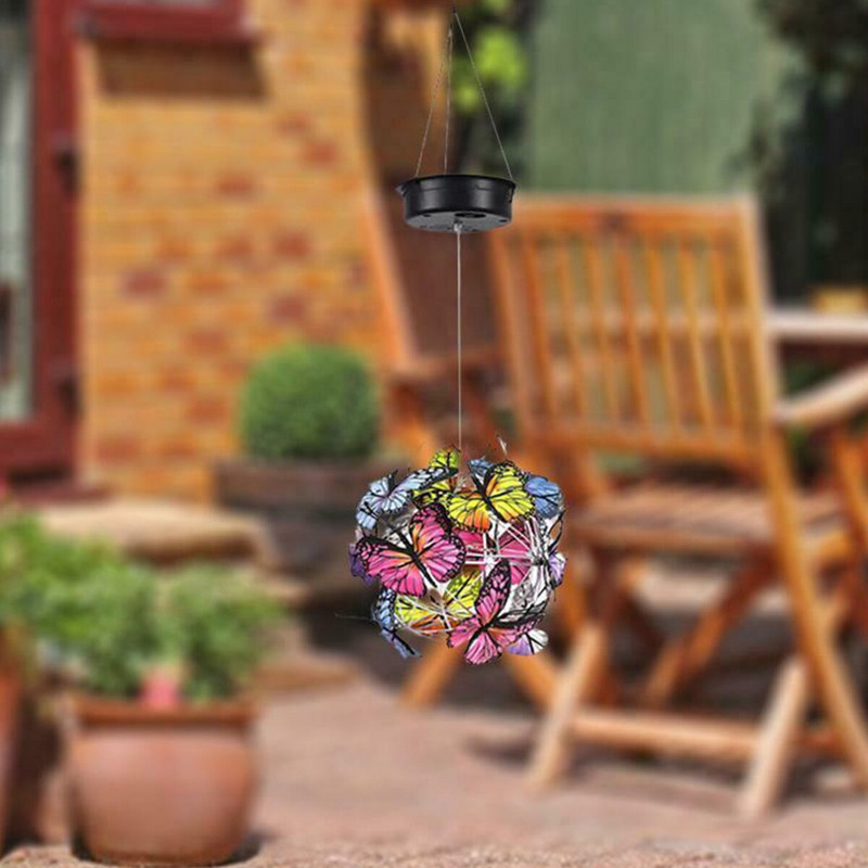 Соларна пеперудена светлина Водоустойчив Led висящ полилей Външна градина Цветна хортензия Осветление за градински пейзажен проход