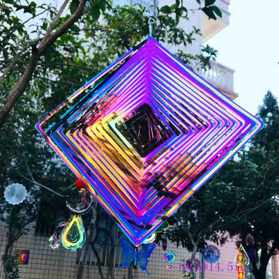 Šiaurės šalių geometriniai 3D apverčiami vėjo varpeliai sodo parko pajūrio langas didelis medis kabantys besisukantys vėjo varpeliai lauko pakabos dekoravimas