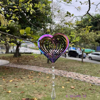 Šiaurės šalių geometriniai 3D apverčiami vėjo varpeliai sodo parko pajūrio langas didelis medis kabantys besisukantys vėjo varpeliai lauko pakabos dekoravimas