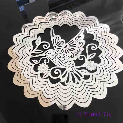 Šiaurės šalių geometriniai 3D apverčiami vėjo varpeliai sodo parko pajūrio langas didelis medis kabantys besisukantys vėjo varpeliai lauko pakabos dekoravimas