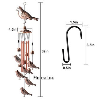 Hummingbird Retro Wind Chime With S Hook Portable Wind Bell Bird Wind Catcher Алуминиев звънец за декорация на градински двор