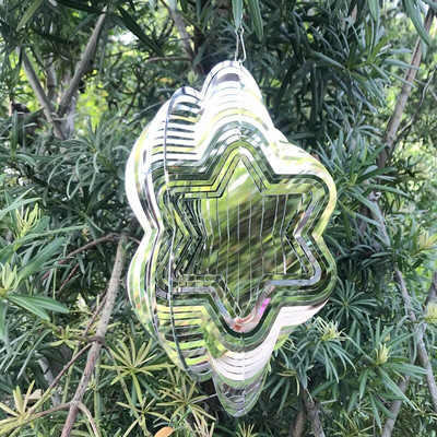 3D apvalūs besisukantys vėjo varpeliai, tekantys šviesos efektai, namų sodo dekoravimas lauko kabantys dekoro dovanų spintelės blizgančios vėjo suktukai