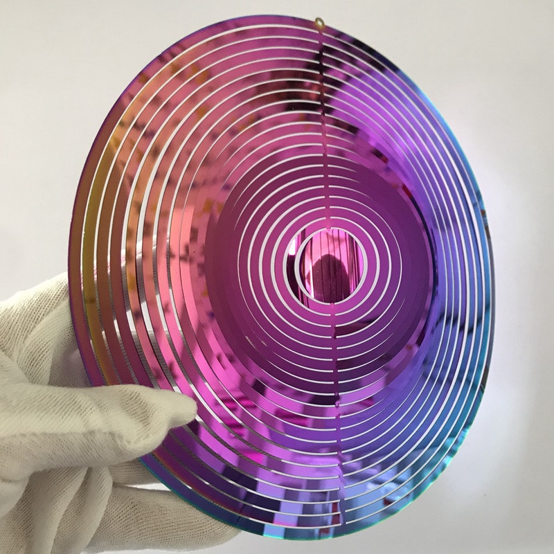 3D apvalūs besisukantys vėjo varpeliai, tekantys šviesos efektai, namų sodo dekoravimas lauko kabantys dekoro dovanų spintelės blizgančios vėjo suktukai