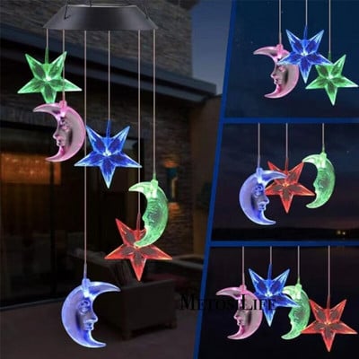 Hummingbird LED слънчеви вятърни камбанки Външна слънчева светлина с автоматична смяна на цвета за градинска декорация Подарък за домакинство