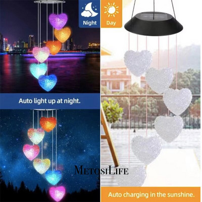 Hummingbird LED слънчеви вятърни камбанки Външна слънчева светлина с автоматична смяна на цвета за градинска декорация Подарък за домакинство