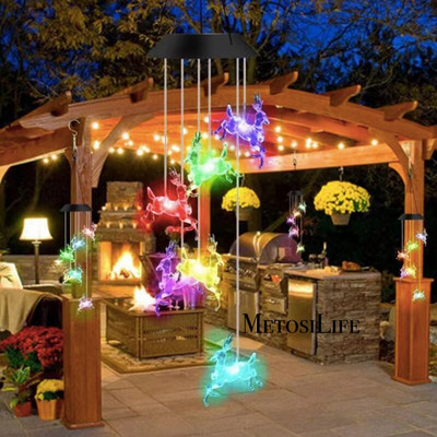 Hummingbird LED слънчеви вятърни камбанки Външна слънчева светлина с автоматична смяна на цвета за градинска декорация Подарък за домакинство