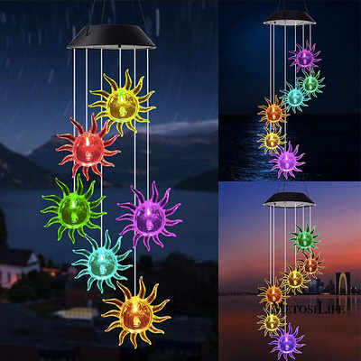 Hummingbird LED слънчеви вятърни камбанки Външна слънчева светлина с автоматична смяна на цвета за градинска декорация Подарък за домакинство