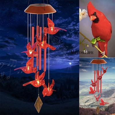 Hummingbird LED слънчеви вятърни камбанки Външна слънчева светлина с автоматична смяна на цвета за градинска декорация Подарък за домакинство