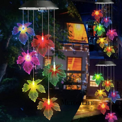 Hummingbird LED слънчеви вятърни камбанки Външна слънчева светлина с автоматична смяна на цвета за градинска декорация Подарък за домакинство