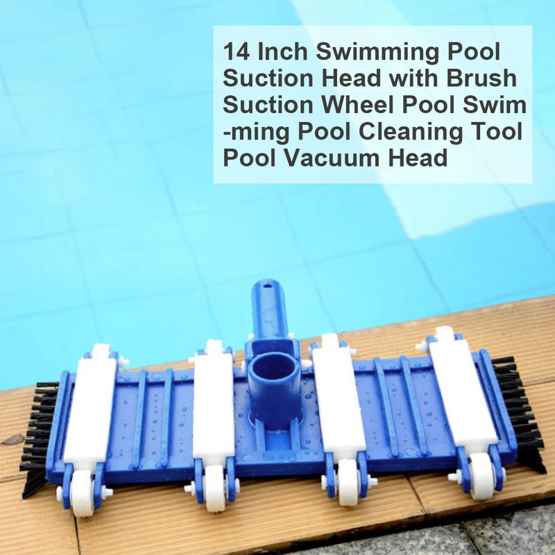 Cap de aspirare pentru piscină de 14 inch cu perie roată de aspirație Cap de aspirație perie de vid instrument de curățare a piscinei fântână