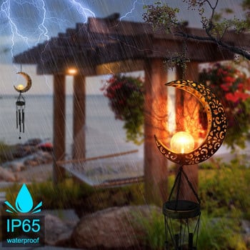 Wind Chimes Solar Lights Διακόσμηση κήπου Κρεμαστό ηλιακό φωτιστικό αιολικής καμπάνας με σχήμα ήλιου αστεριού για το σπίτι διακοσμητικό Φεστιβάλ