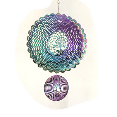 3D tekančios šviesos efekto besisukantis vėjo varpelis Kalėdų eglutės formos vėjo suktukas Kabantys papuošalai Sodo balkono kiemo dekoravimas