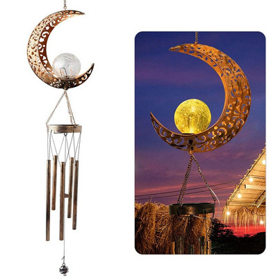 Moon Star Sun vízálló napelemes kerti lámpa LED-es függő kültéri napelemes lámpa szélcsengő Függő lámpák napelemes lámpa