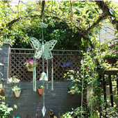 Ketaus kaimiškos širdies formos vėjo varpeliai kariliono varpeliai lauko sodo dekoro papuošalai pavasario puošmena drugelis