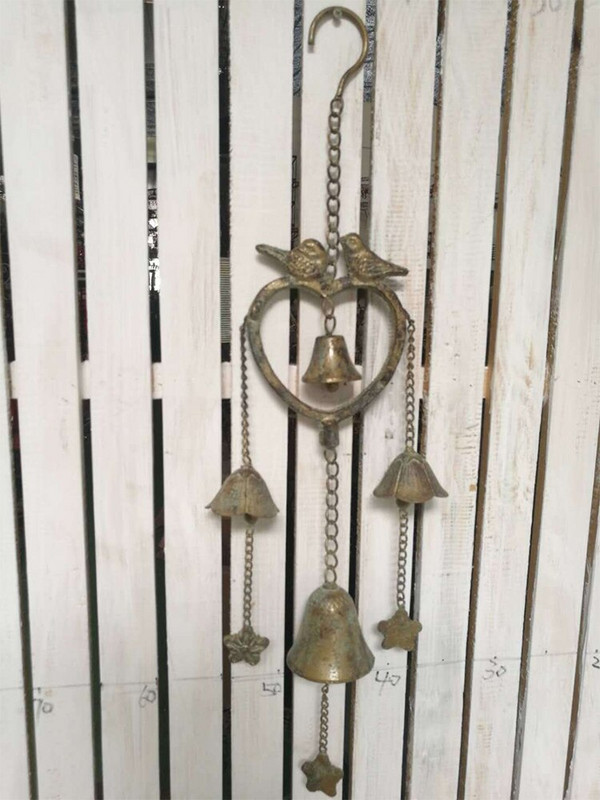 Ketaus kaimiškos širdies formos vėjo varpeliai kariliono varpeliai lauko sodo dekoro papuošalai pavasario puošmena drugelis