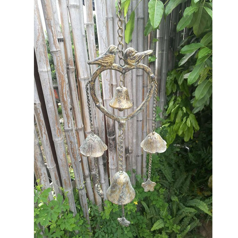 Ketaus kaimiškos širdies formos vėjo varpeliai kariliono varpeliai lauko sodo dekoro papuošalai pavasario puošmena drugelis