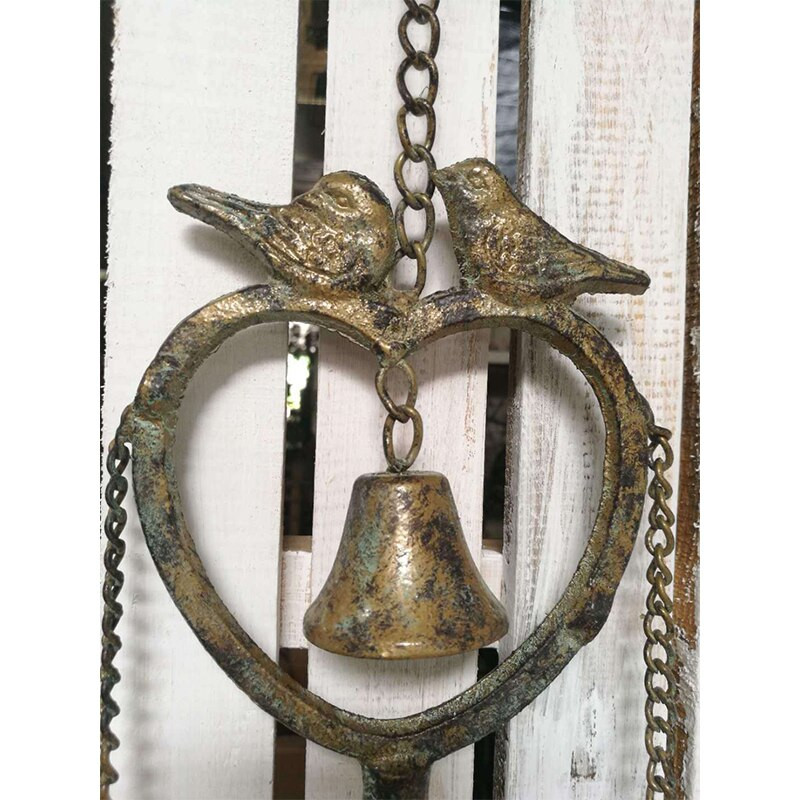 Ketaus kaimiškos širdies formos vėjo varpeliai kariliono varpeliai lauko sodo dekoro papuošalai pavasario puošmena drugelis