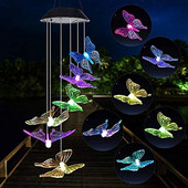 Solar Wind Chimes Outdoor Solar Lights Chimes Αδιάβροχο Κρυστάλλινο Μπαλάκι LED Κρεμαστό φωτιστικό για διακόσμηση εξωτερικού χώρου Φεστιβάλ Κήπου