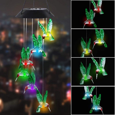 Solar Wind Chimes Outdoor Solar Lights Chimes Αδιάβροχο Κρυστάλλινο Μπαλάκι LED Κρεμαστό φωτιστικό για διακόσμηση εξωτερικού χώρου Φεστιβάλ Κήπου