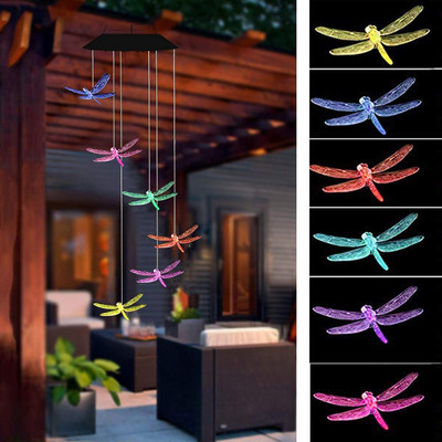 Solar Wind Chimes Outdoor Solar Lights Chimes Αδιάβροχο Κρυστάλλινο Μπαλάκι LED Κρεμαστό φωτιστικό για διακόσμηση εξωτερικού χώρου Φεστιβάλ Κήπου