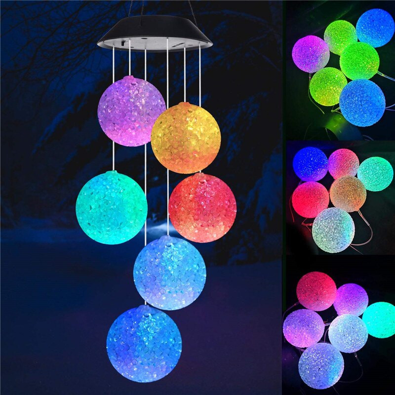 Solar Wind Chimes Outdoor Solar Lights Chimes Αδιάβροχο Κρυστάλλινο Μπαλάκι LED Κρεμαστό φωτιστικό για διακόσμηση εξωτερικού χώρου Φεστιβάλ Κήπου
