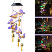 Butterfly Wind Chimes saulės lemputė IP65 vandeniui atspari LED vėjo varpelio lempa su varpelio sodo dekoro lempute namų kiemo balkonui