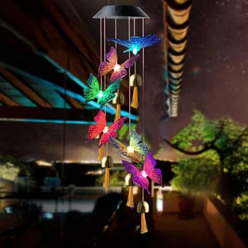 Butterfly Wind Chimes Solar Light IP65 Αδιάβροχο LED Wind Chime Light με Bell Decor Light Light για Μπαλκόνι αυλής σπιτιού