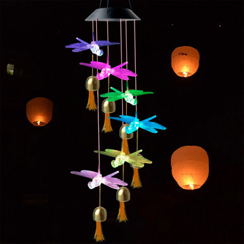 Butterfly Wind Chimes Solar Light IP65 Αδιάβροχο LED Wind Chime Light με Bell Decor Light Light για Μπαλκόνι αυλής σπιτιού