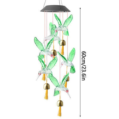 Butterfly Wind Chimes saulės lemputė IP65 vandeniui atspari LED vėjo varpelio lempa su varpelio sodo dekoro lempute namų kiemo balkonui